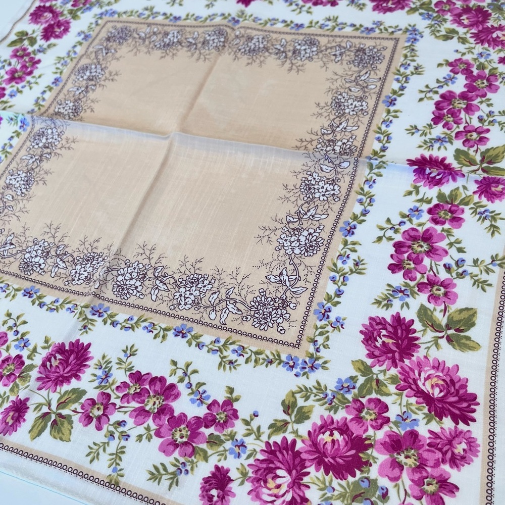 Handkerchief VTG Ralph Lauren Mini Scarf Women Floral Cotton Pocket Square 19.5 - Picture 11 of 11